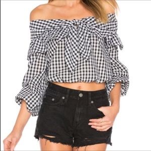 Lovers + Friends Rebecca Gingham Top sz small